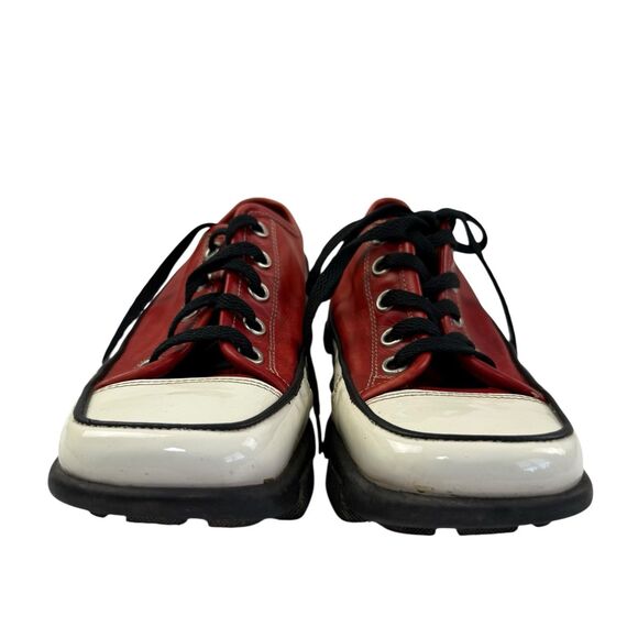 Donald Pliner Actor Red Leather Trainers Size 7.5M 9.5 US Chucks Shoes Patent - Picture 6 of 12